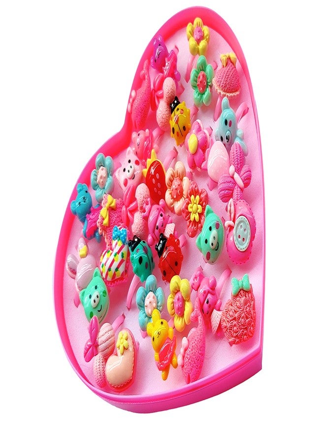 Samvardhan 36 PCS/set Adjustable Kids Rings Jewelry Cartoon Flowers Open Finger Ring for Birthday Gifts - Image 1